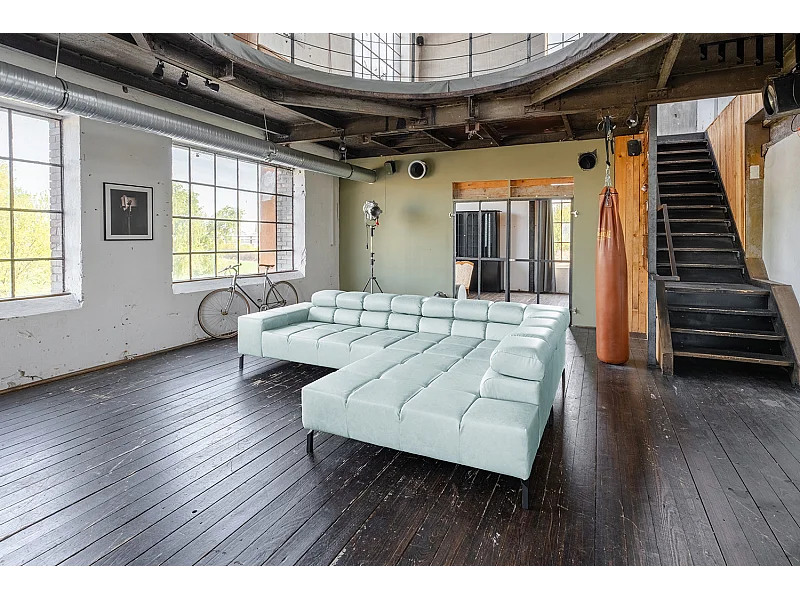 Ecksofa - Hellblau Leder - NELSON