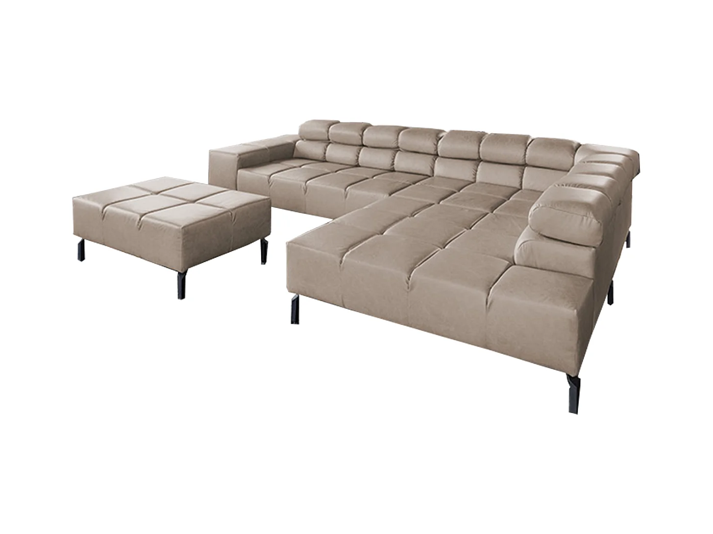 Canapé d'angle - Gris cuir - NELSON