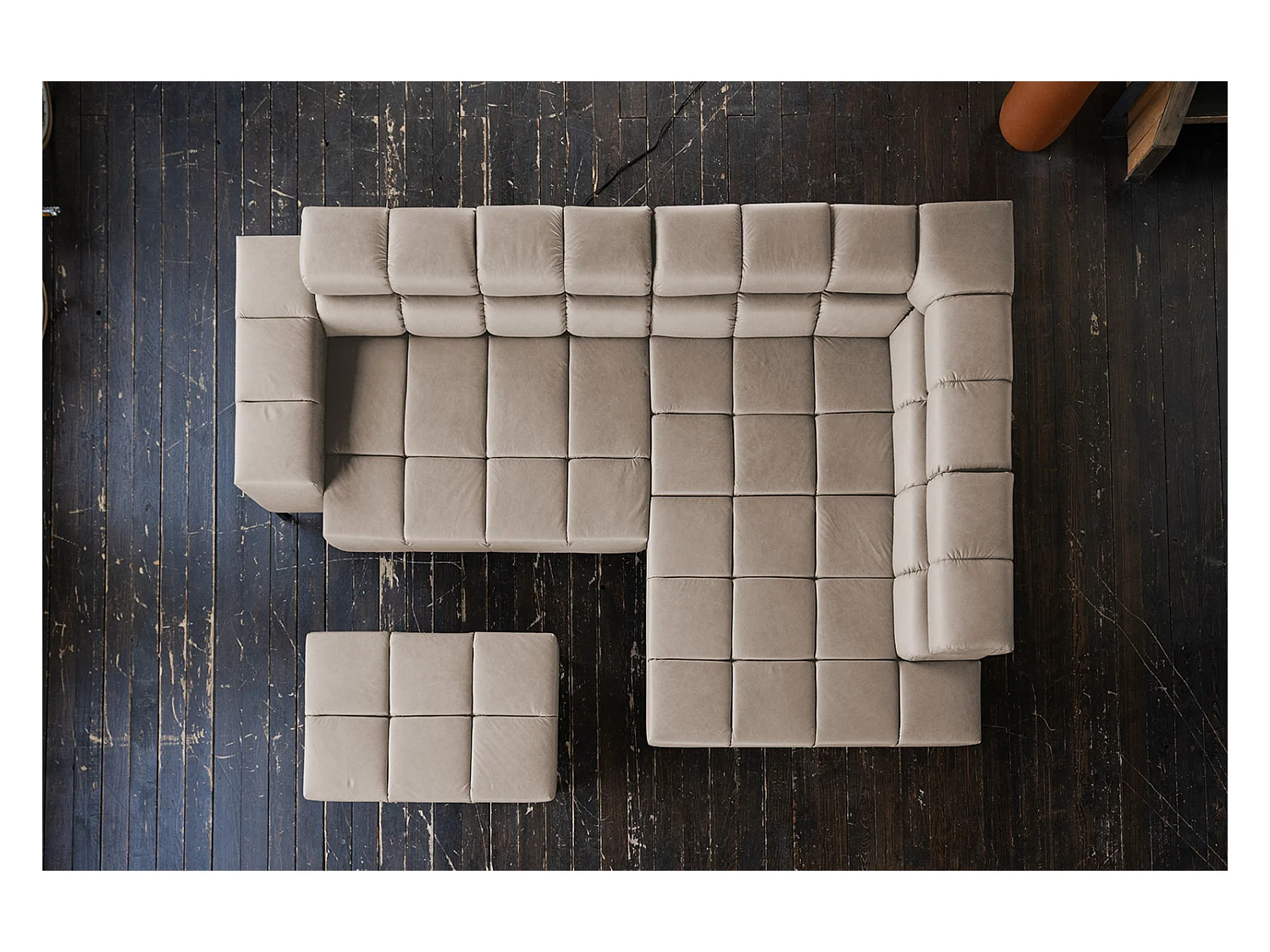 Canapé d'angle - Gris cuir - NELSON