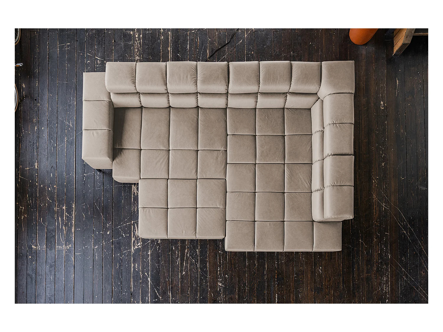 Canapé d'angle - Gris cuir - NELSON