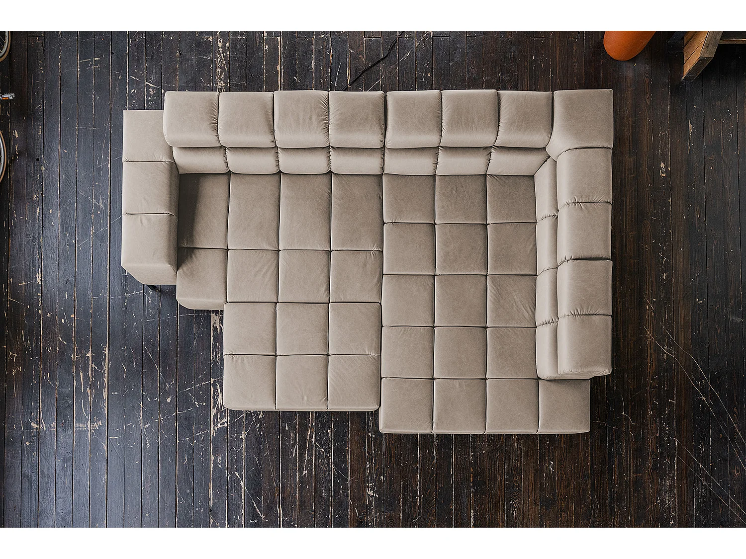 Ecksofa - Grau Leder - NELSON