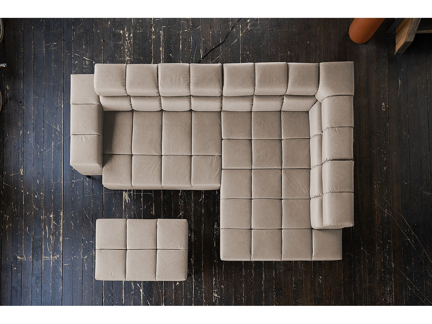 Canapé d'angle - Gris cuir - NELSON