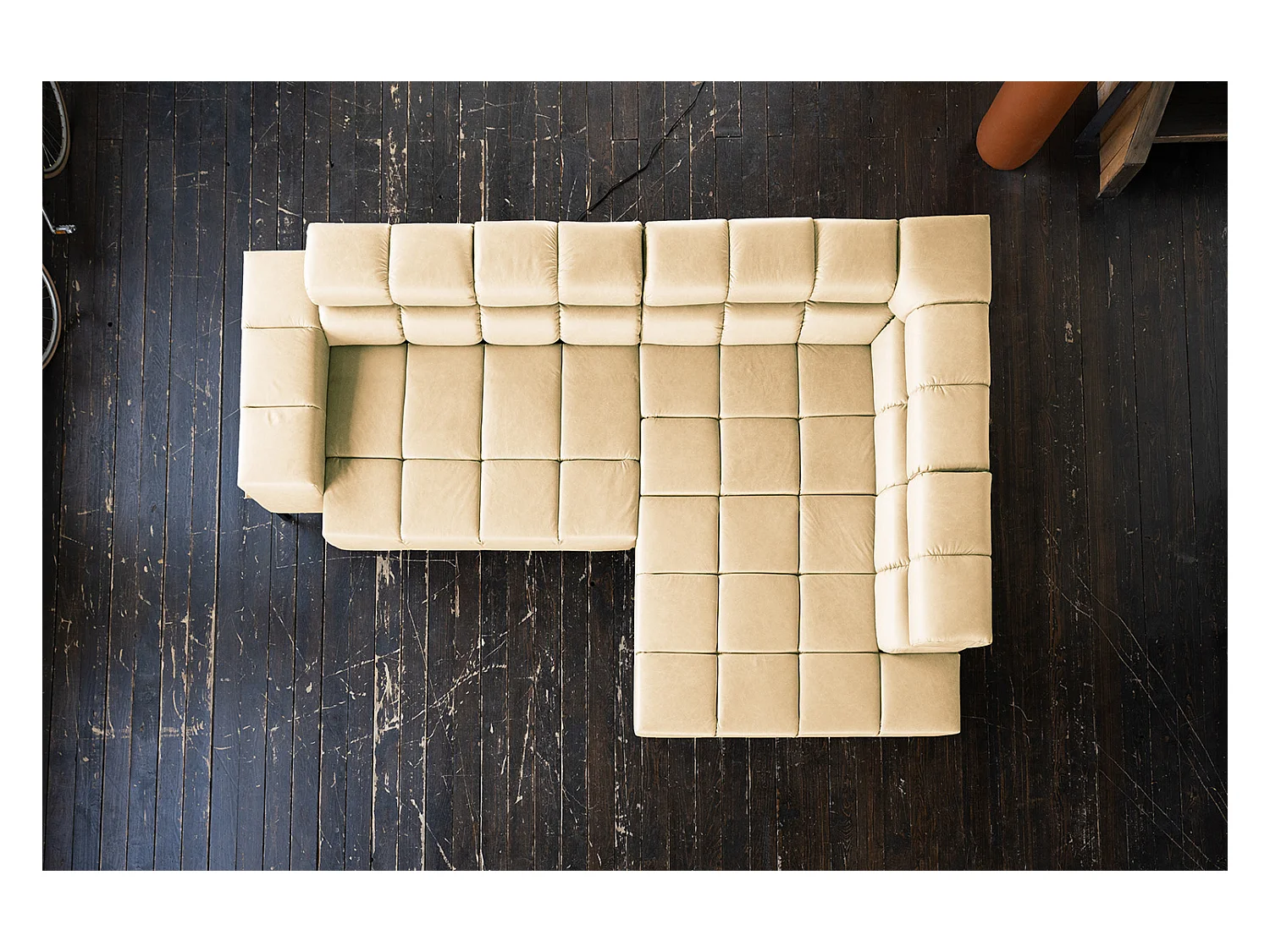 Ecksofa - Beige Leder - NELSON