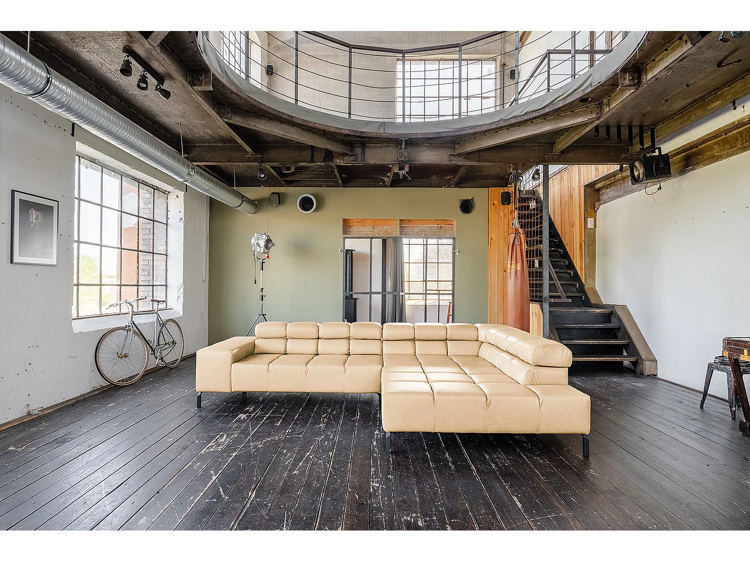 Ecksofa - Beige Leder - NELSON