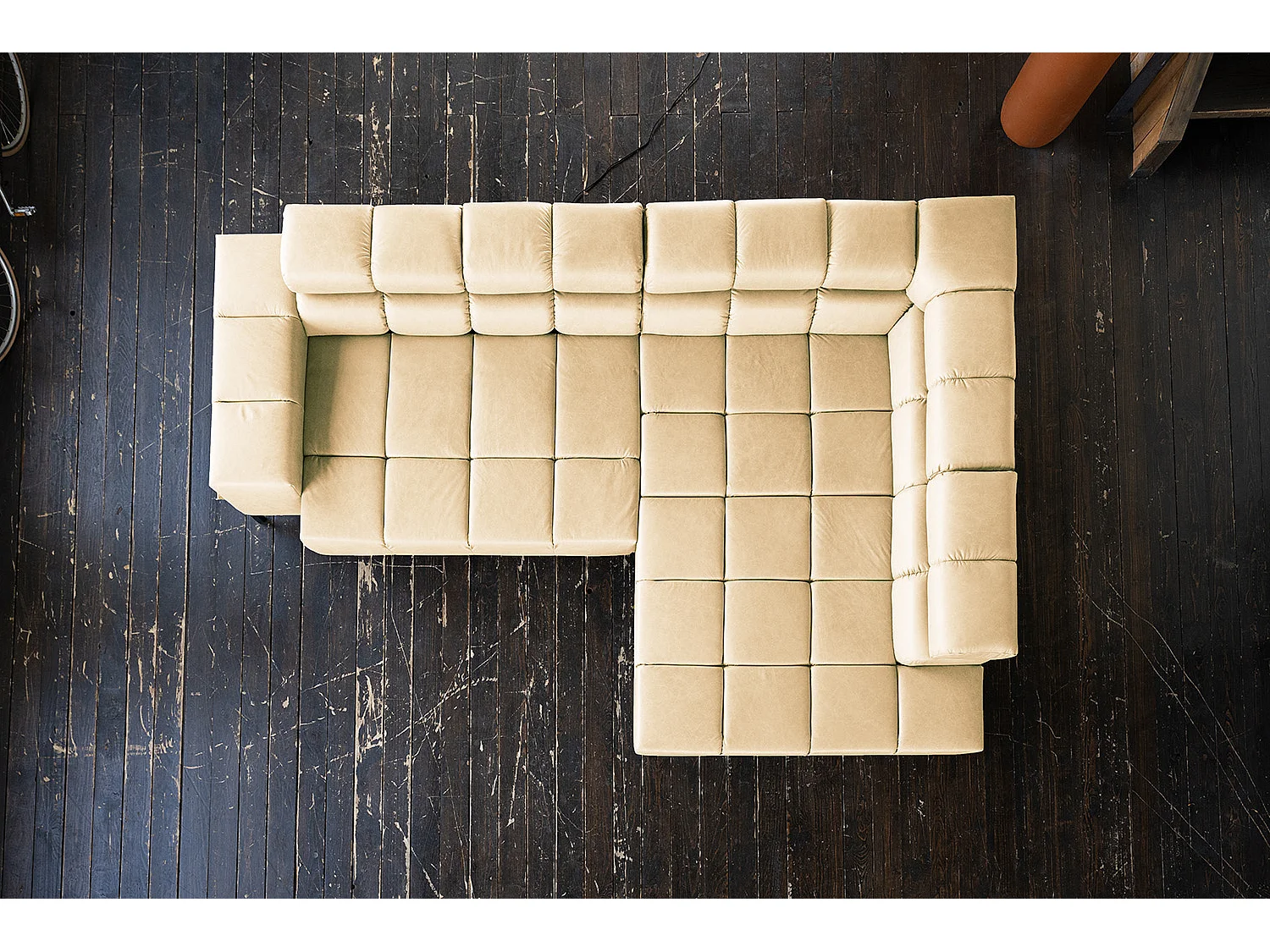 Ecksofa - Beige Leder - NELSON