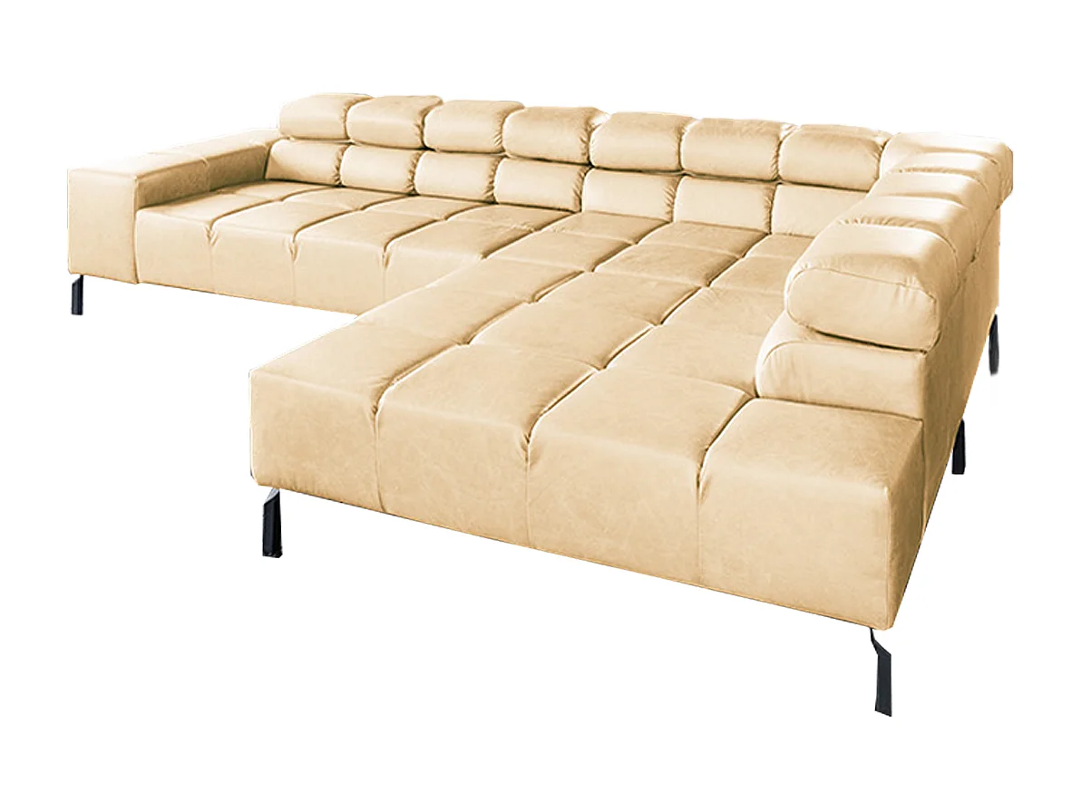 Canapé d'angle - beige cuir - NELSON