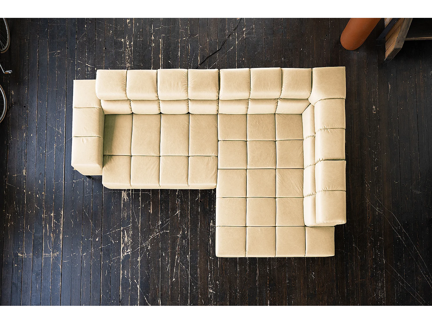 Canapé d'angle - beige cuir - NELSON