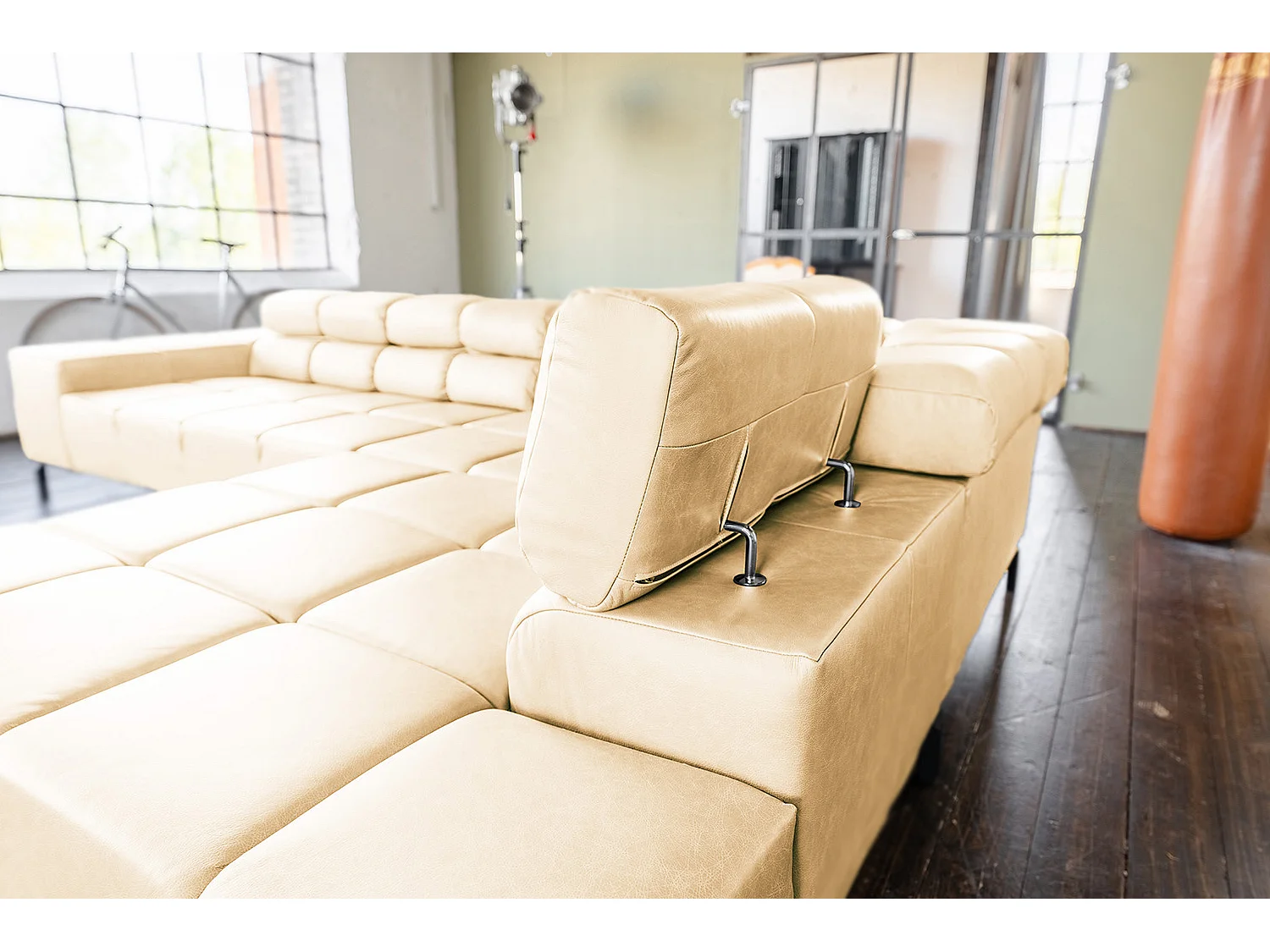 Ecksofa - Beige Leder - NELSON