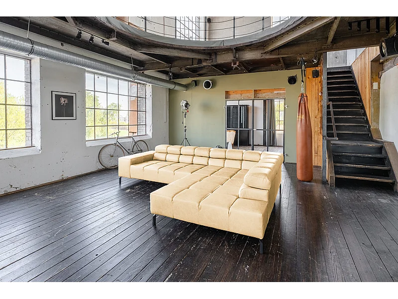 Sofá esquinero - beige piel - NELSON