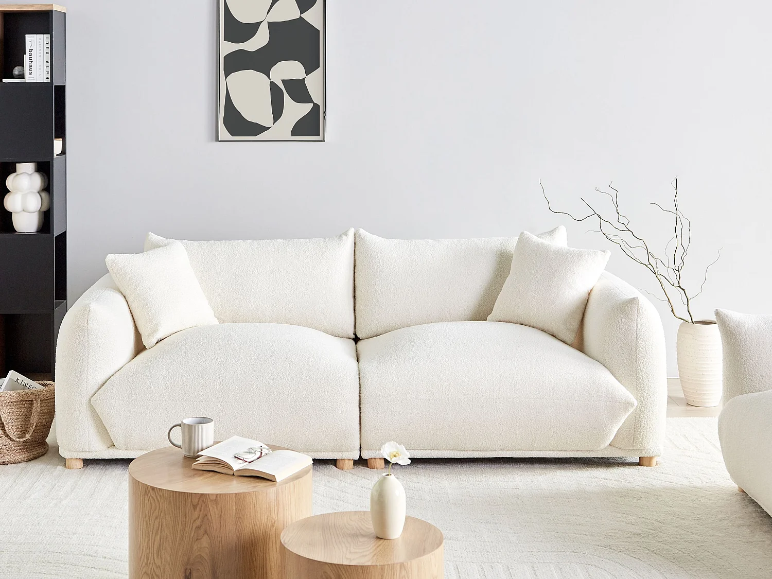 Divano LUVOS Bouclé Bianco sporco 3 posti