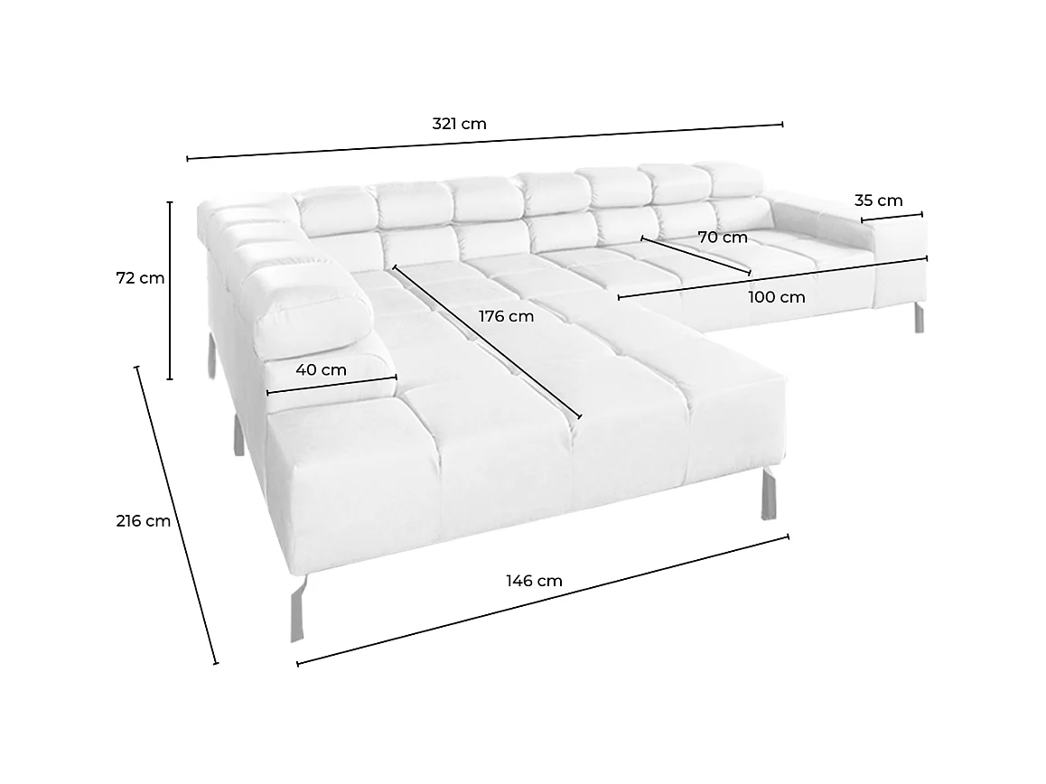 Ecksofa - Hellblau Leder - NELSON