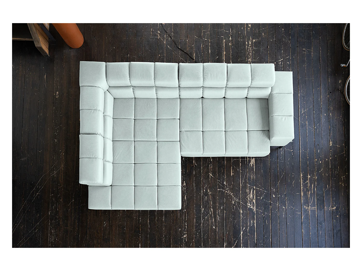 Ecksofa - Hellblau Leder - NELSON