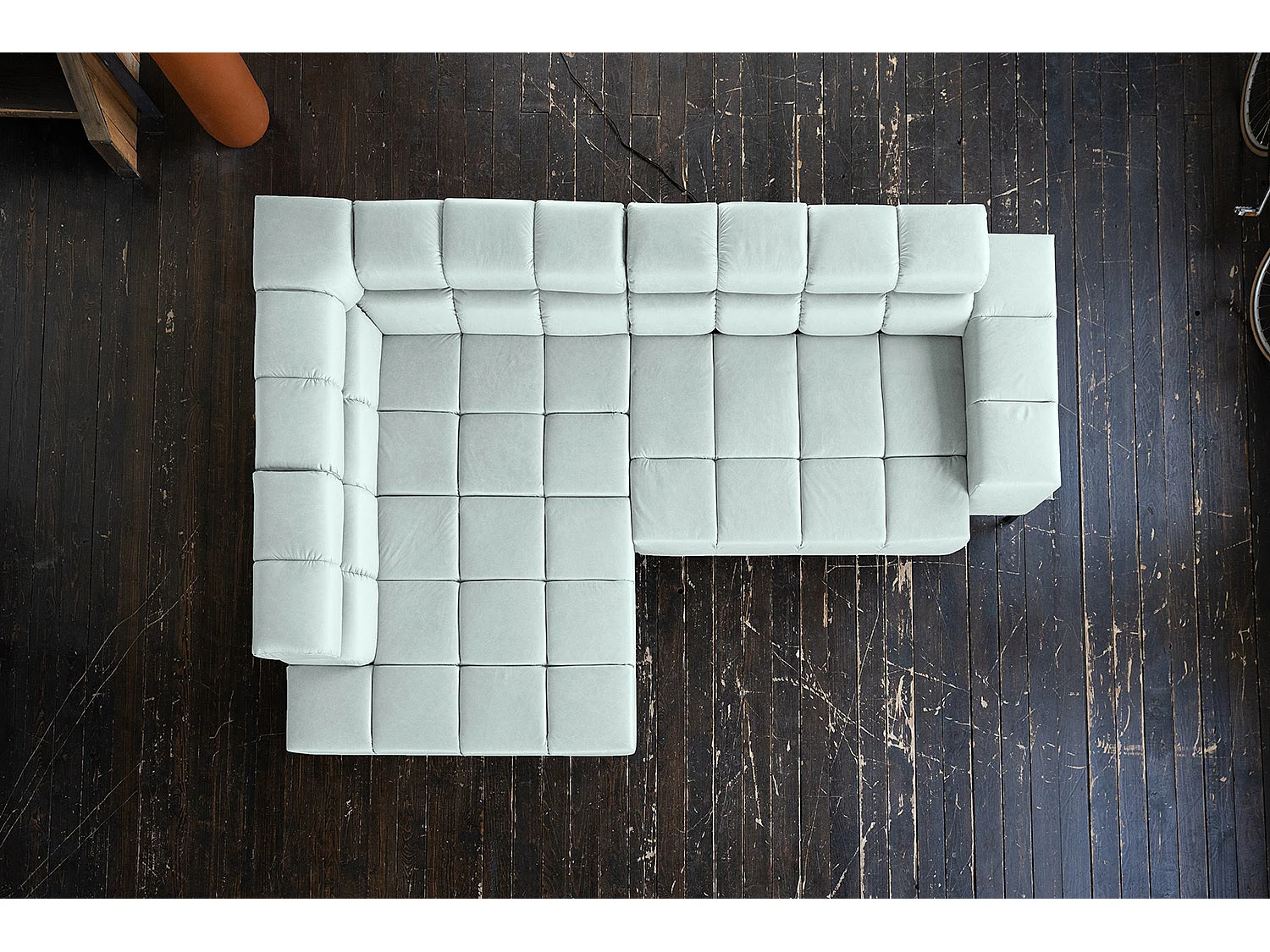 Ecksofa - Hellblau Leder - NELSON