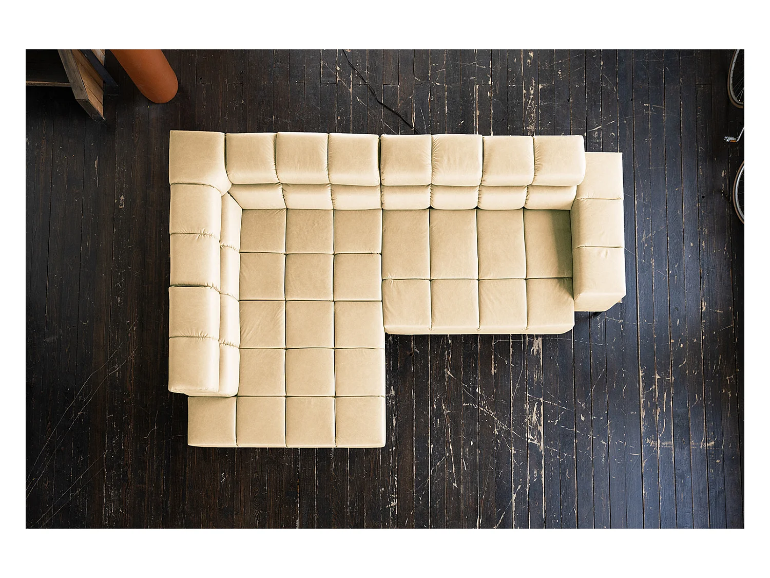 Ecksofa - Beige Leder - NELSON