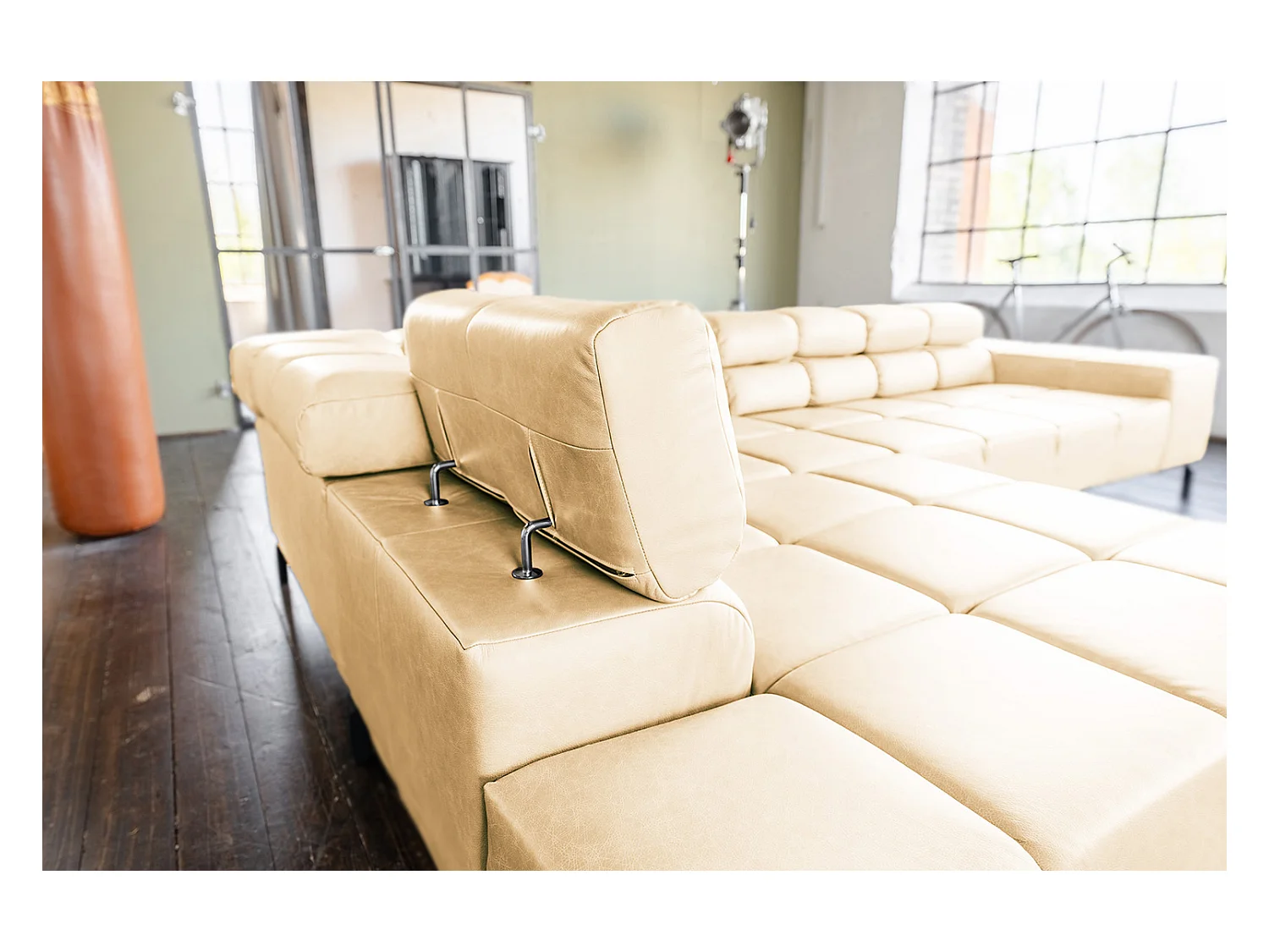 Ecksofa - Beige Leder - NELSON