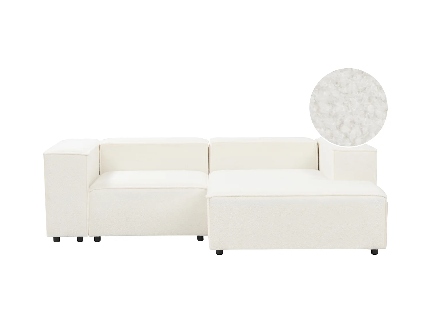 Canapé d'angle modulable 2 places ARDAL Bouclé Blanc Côté droite