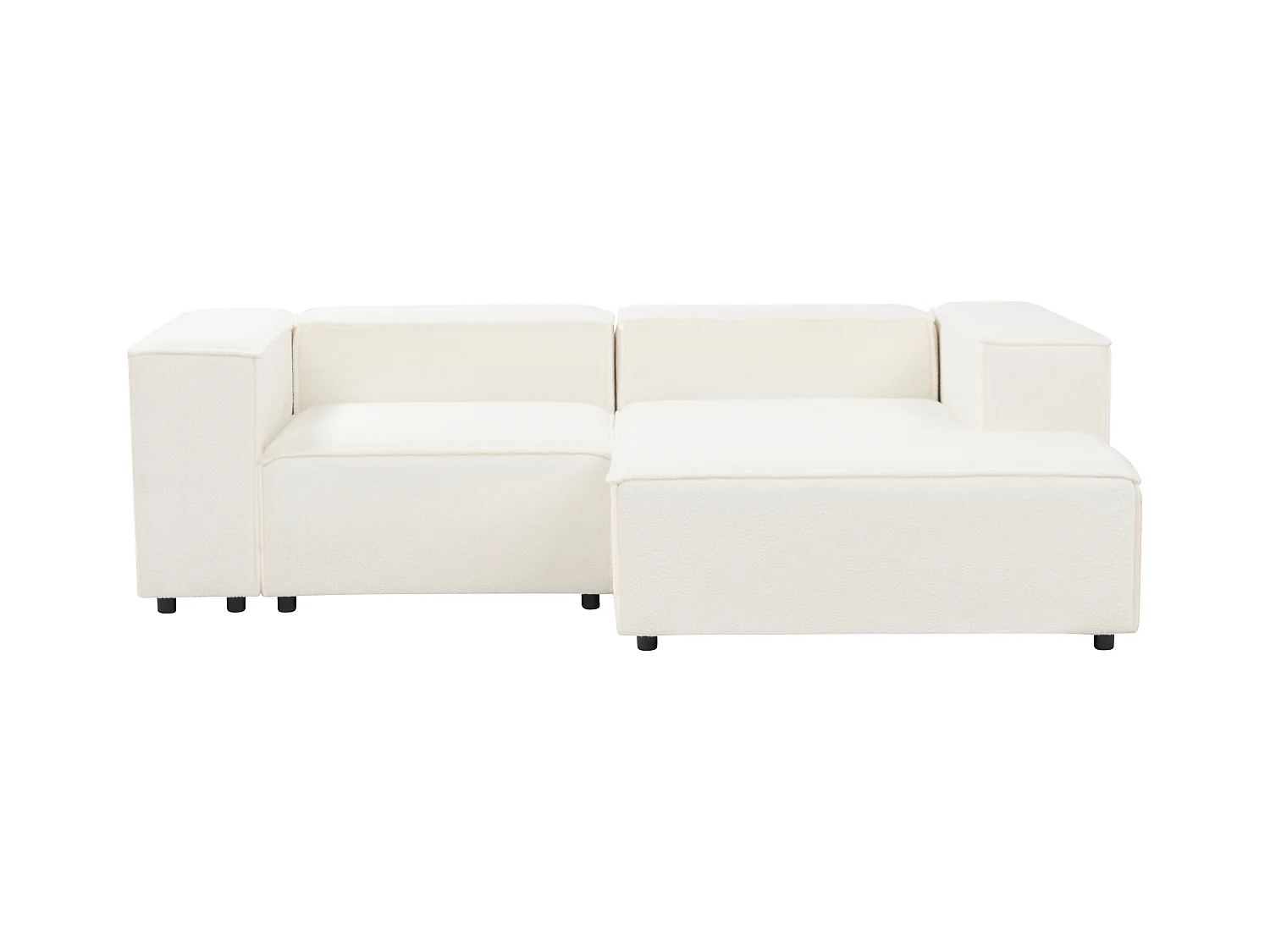 Canapé d'angle modulable 2 places ARDAL Bouclé Blanc Côté droite