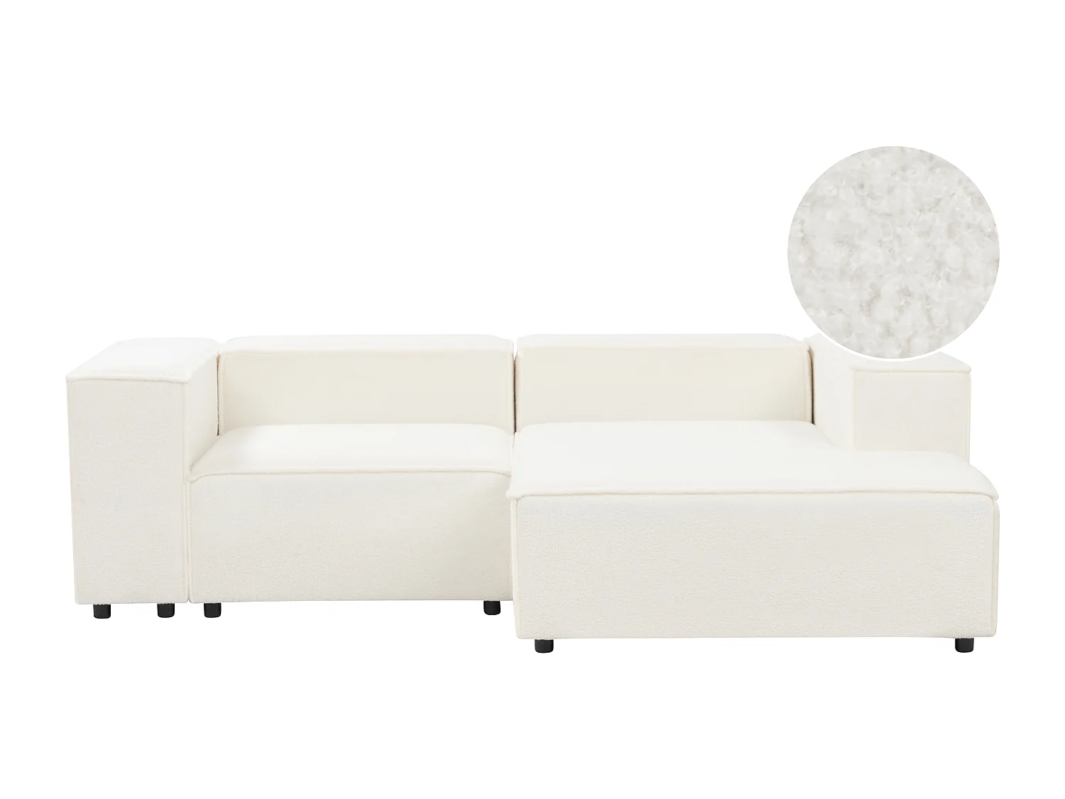 2-Sitzer Ecksofa Bouclé weiss linksseitig APRICA