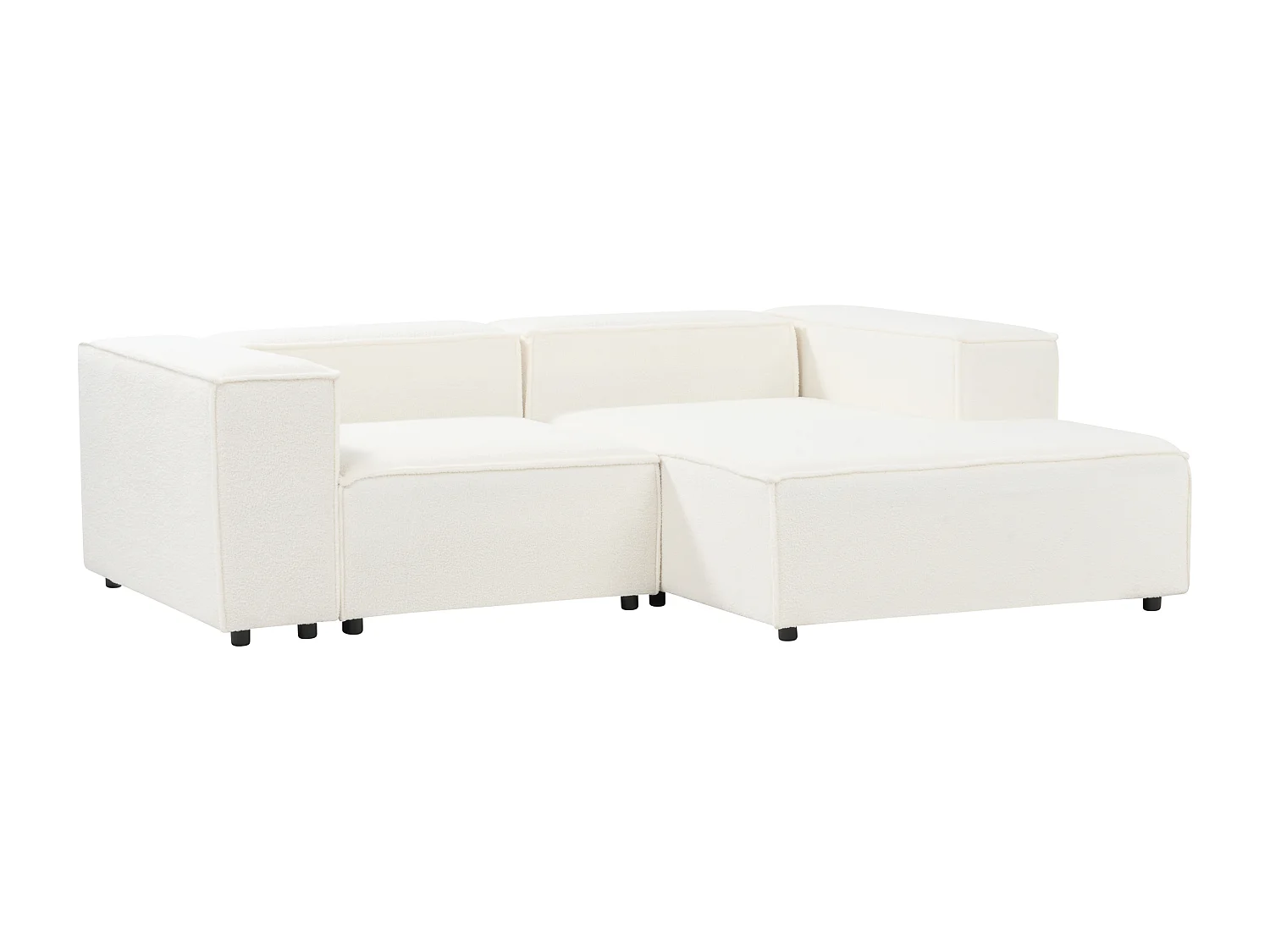 2-Sitzer Ecksofa Bouclé weiss linksseitig APRICA