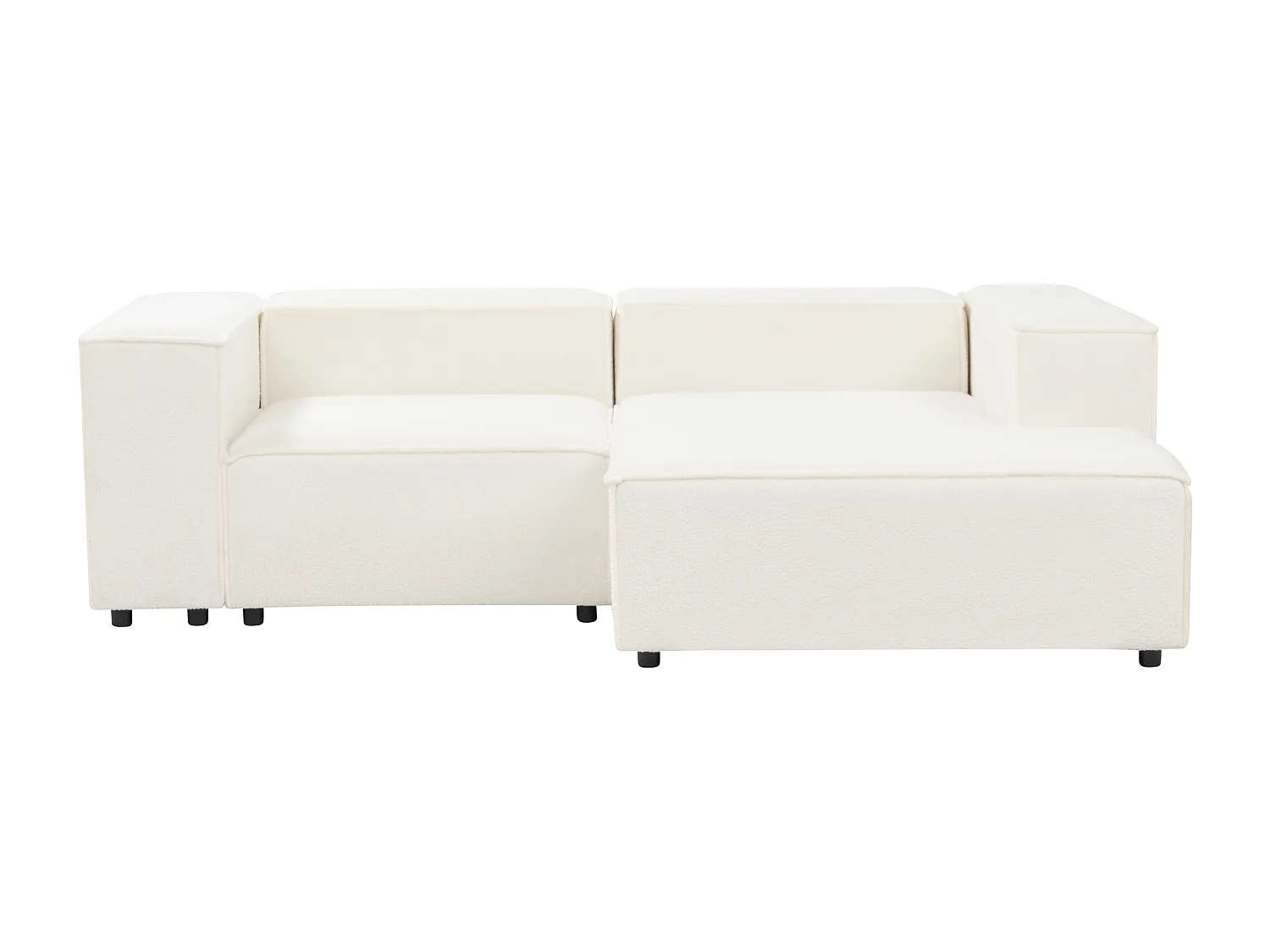 2-Sitzer Ecksofa Bouclé weiss linksseitig APRICA