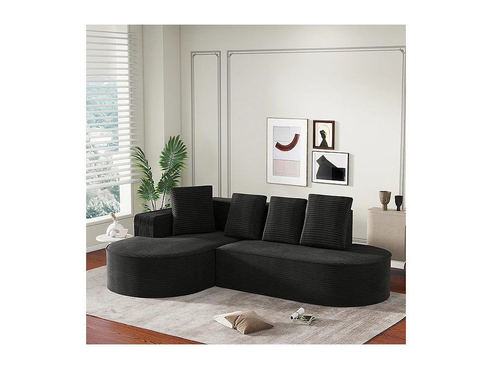 Canape d'angle combiné modulaire chaises longues en L cloud moderne assises profondes canapé à compression de mousse sans assemblage noir