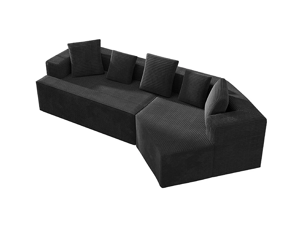 Canapé 3 places en tissu avec nuages Canapé combiné canapé modulaire emballage entièrement compressé sans montage noir