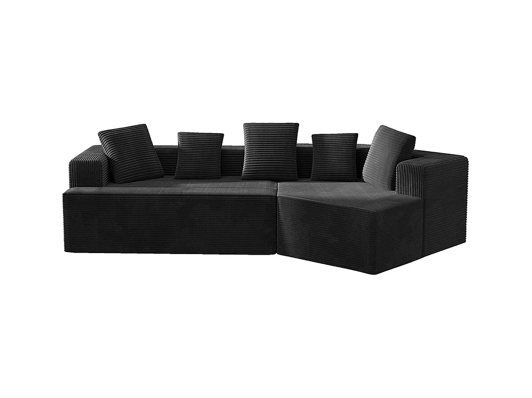 Canapé 3 places en tissu avec nuages Canapé combiné canapé modulaire emballage entièrement compressé sans montage noir