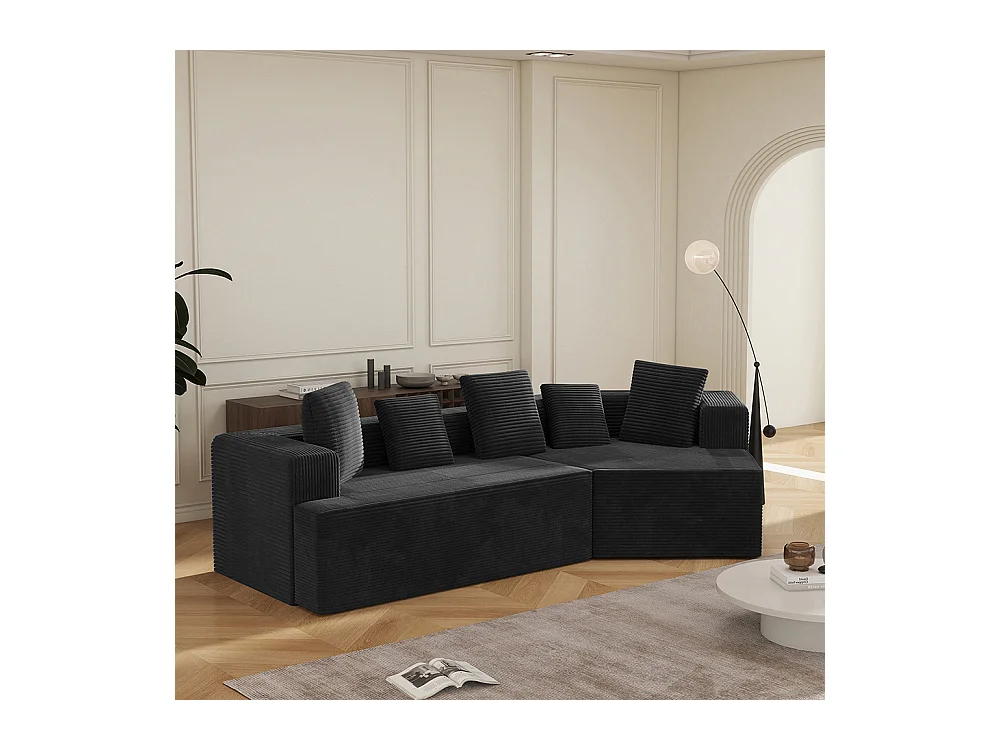 Canapé 3 places en tissu avec nuages Canapé combiné canapé modulaire emballage entièrement compressé sans montage noir