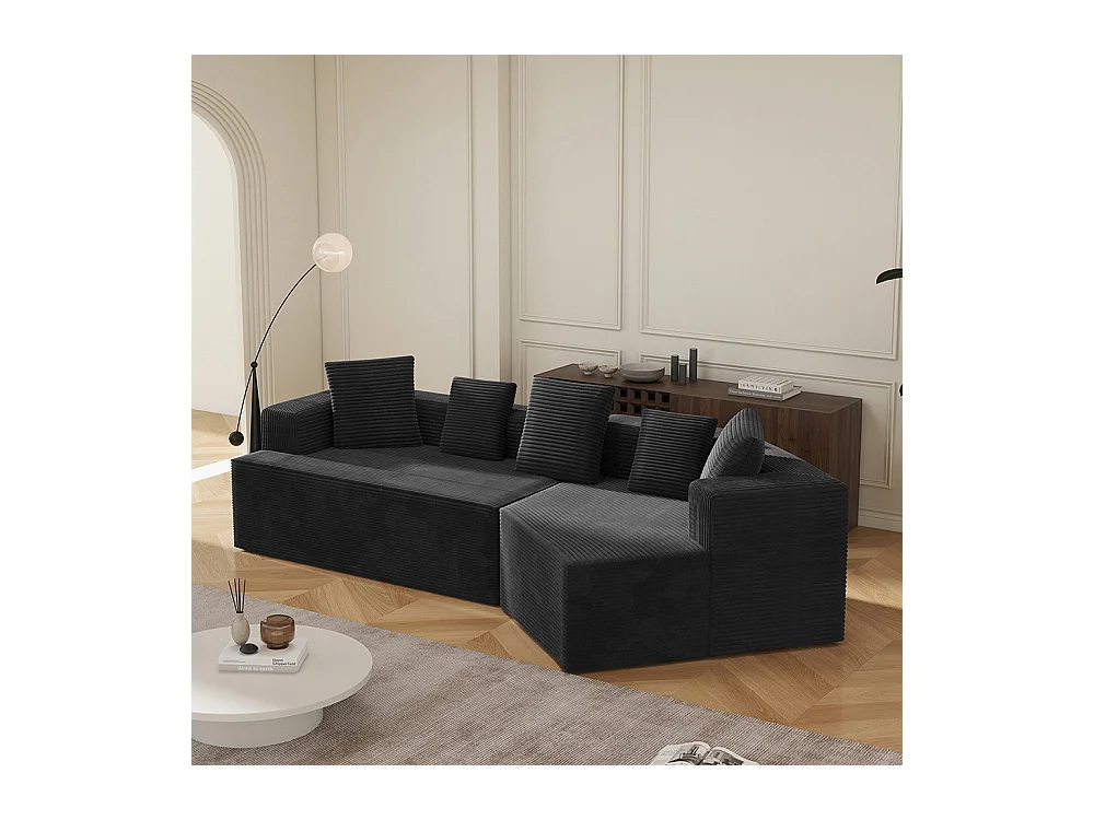 Canapé 3 places en tissu avec nuages Canapé combiné canapé modulaire emballage entièrement compressé sans montage noir