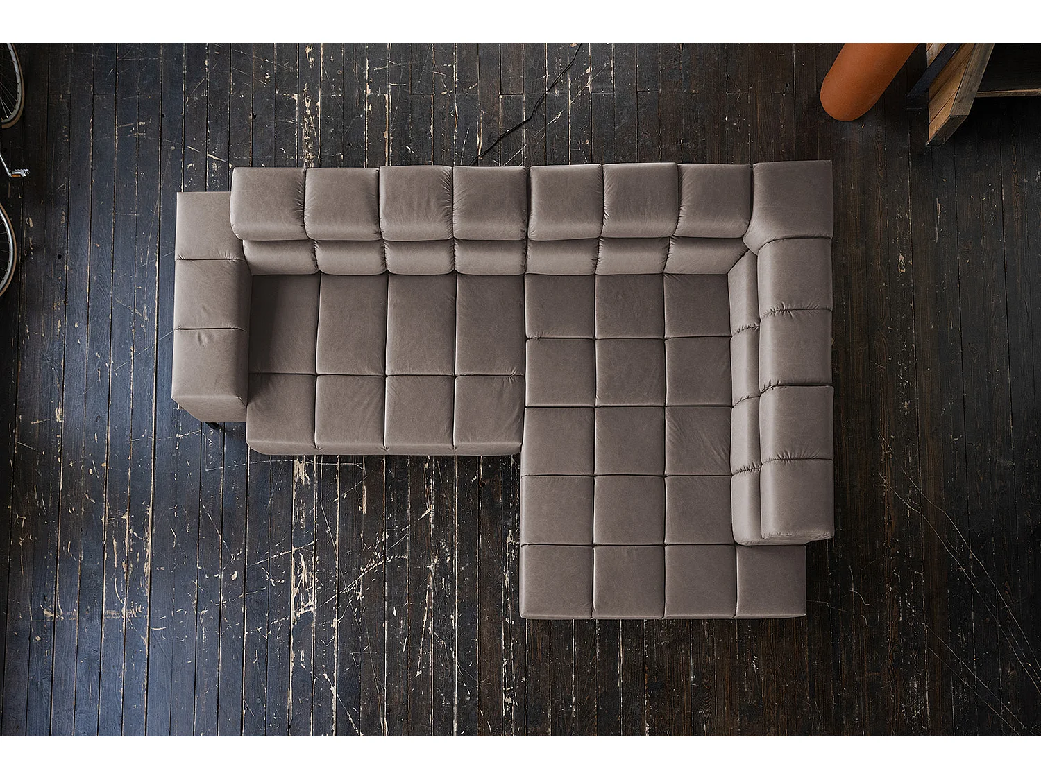 Canapé d'angle - brun foncé cuir - NELSON