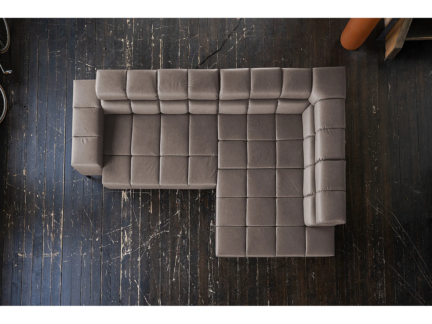 Canapé d'angle - brun foncé cuir - NELSON