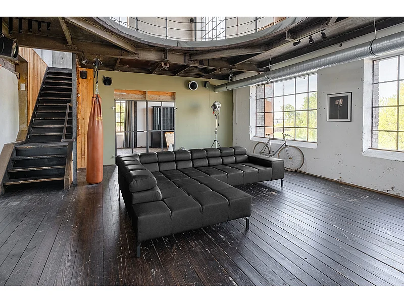 Canapé d'angle - Noir cuir - NELSON