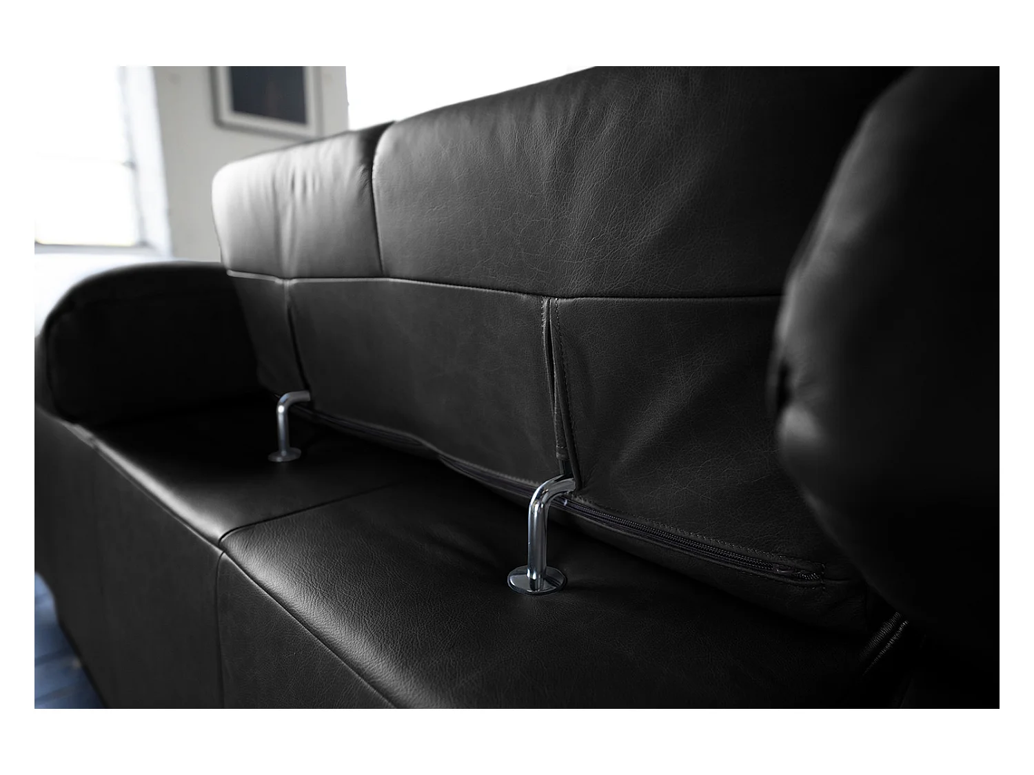 Ecksofa - Schwarz Leder - NELSON