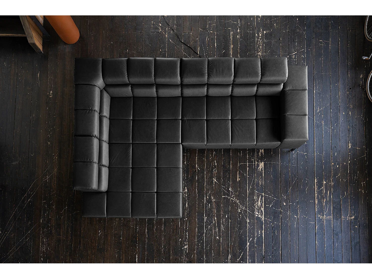 Ecksofa - Schwarz Leder - NELSON