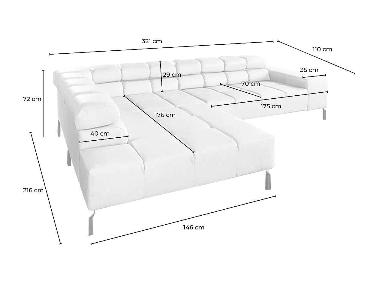 Ecksofa - Schwarz Leder - NELSON
