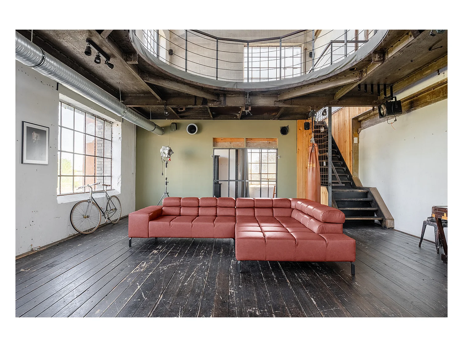 Ecksofa - Rot Leder - NELSON