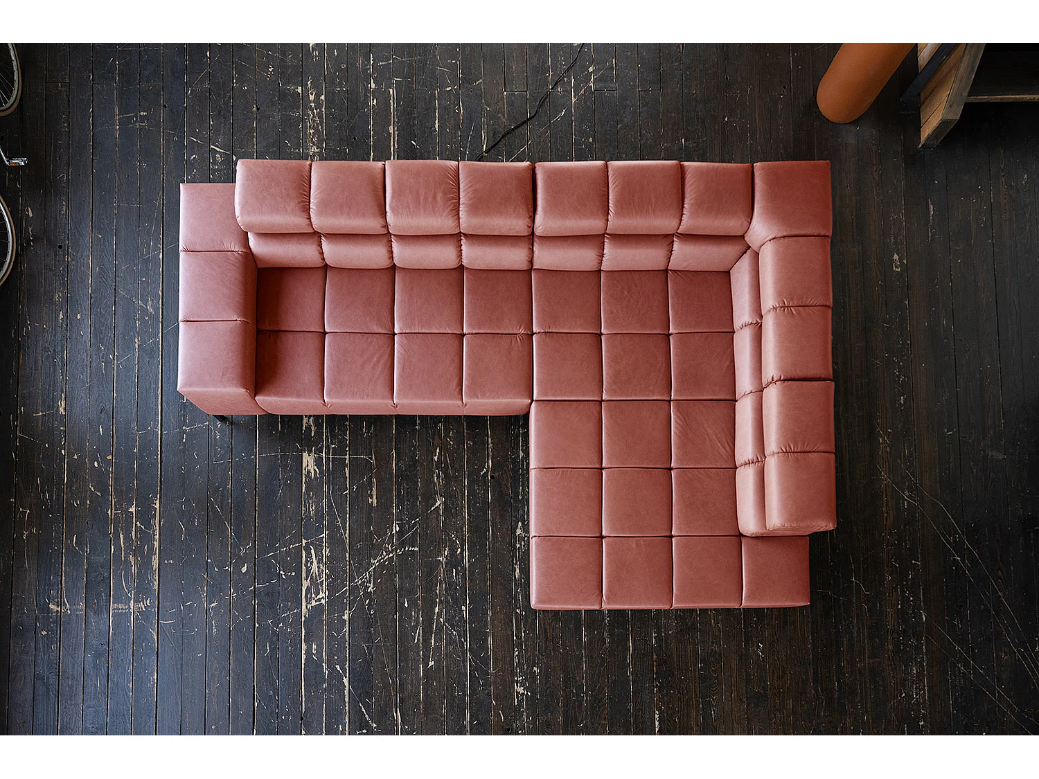 Canapé d'angle - Rouge cuir - NELSON