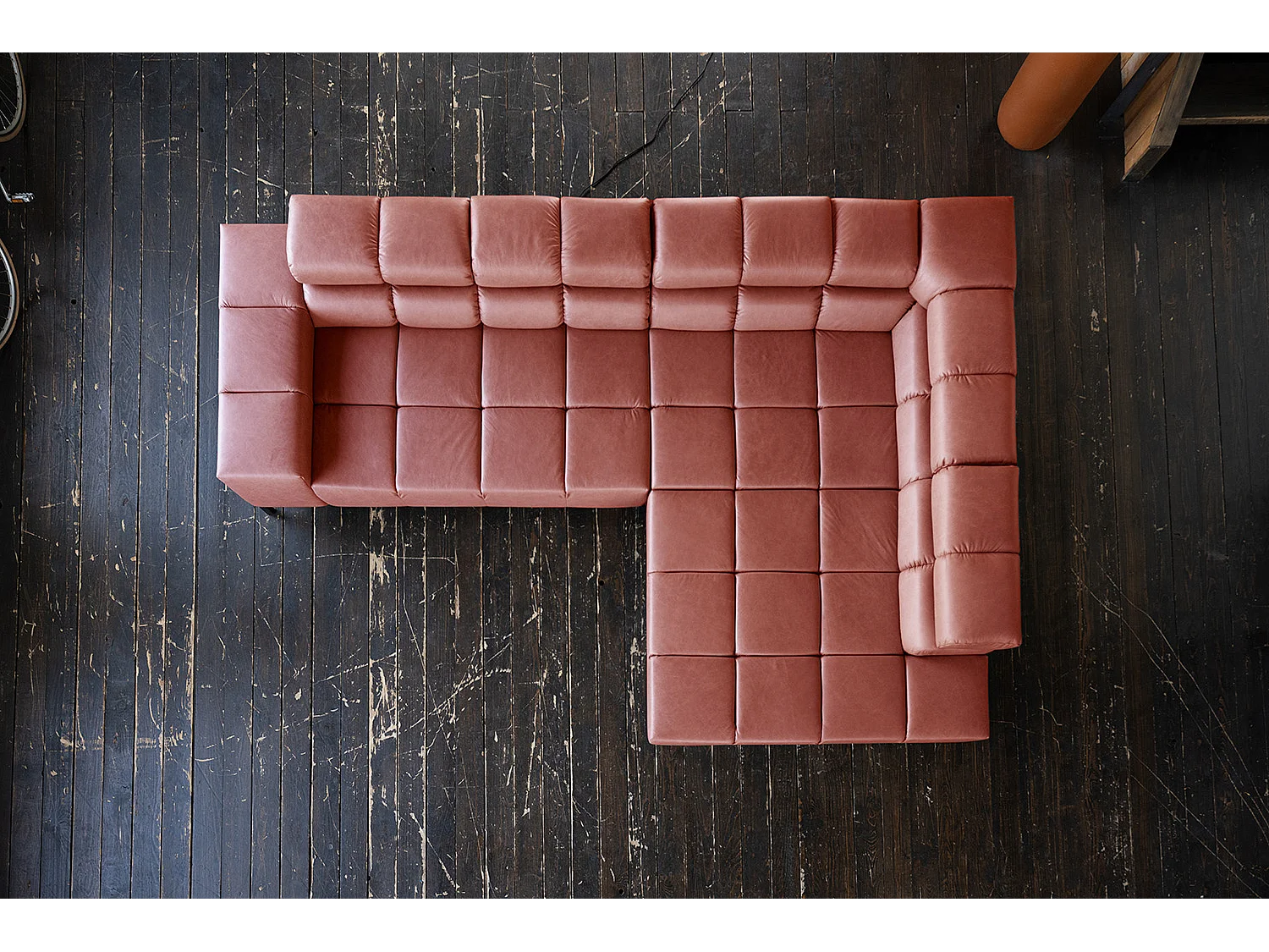 Canapé d'angle - Rouge cuir - NELSON