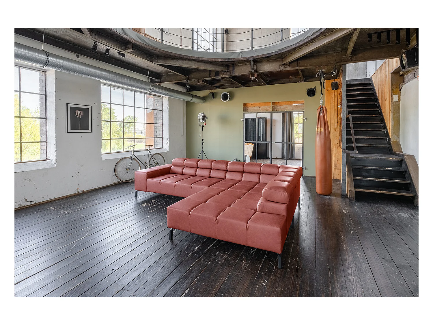 Ecksofa - Rot Leder - NELSON