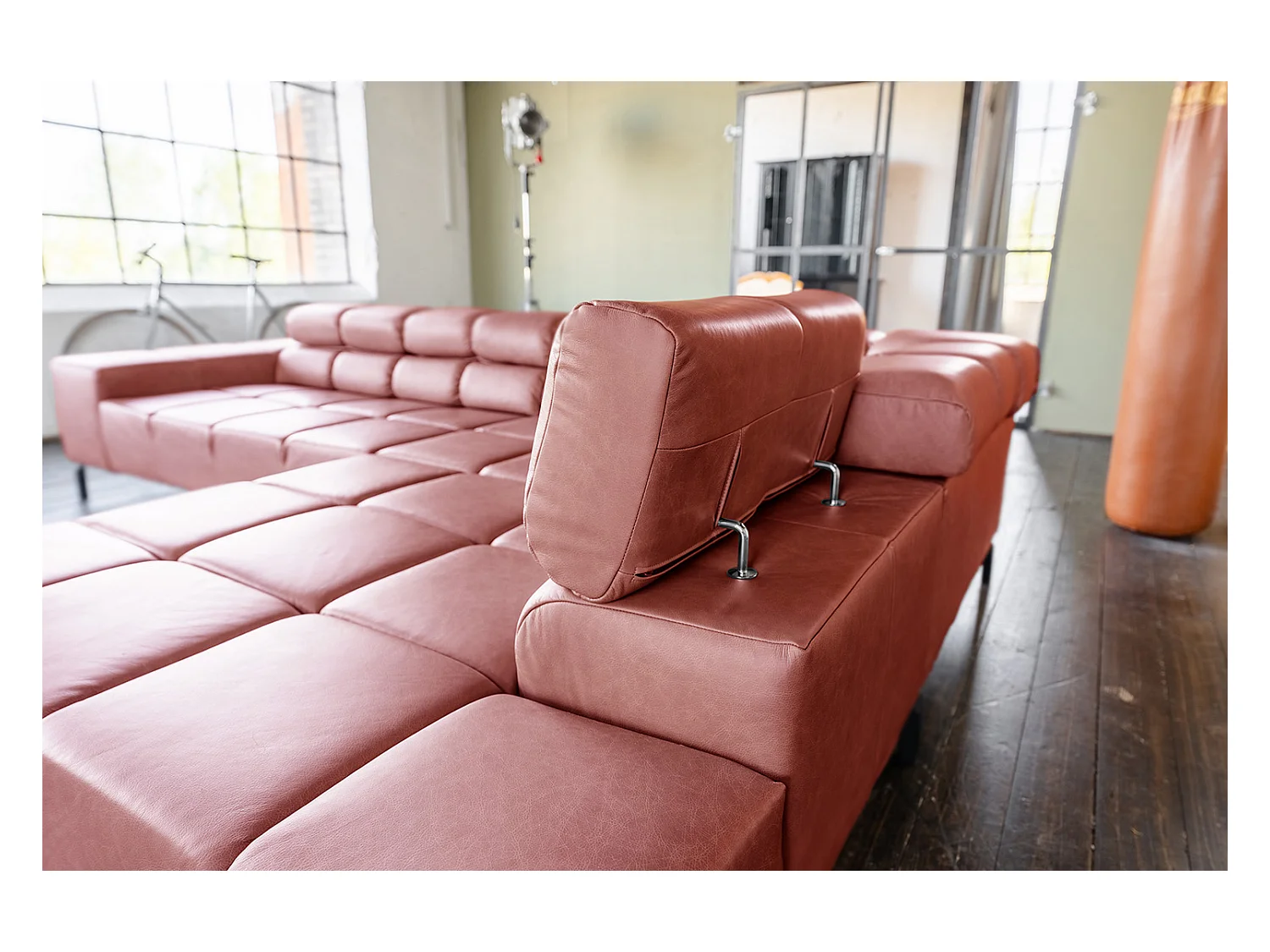 Ecksofa - Rot Leder - NELSON