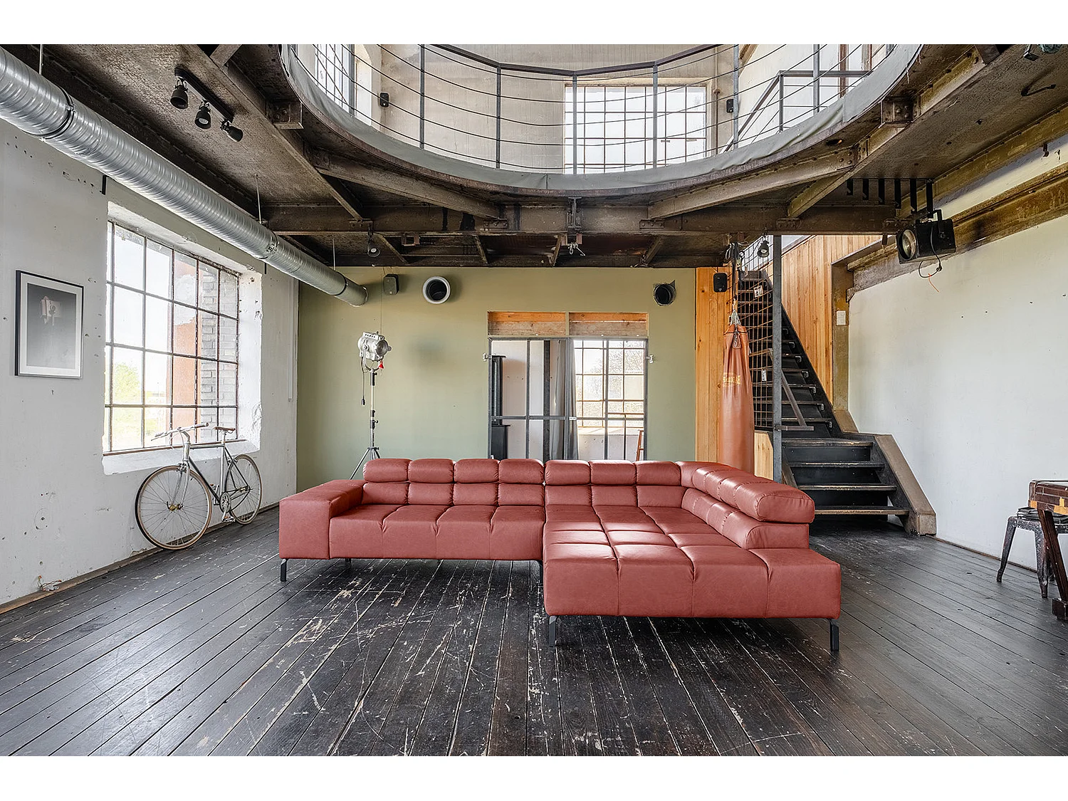 Ecksofa - Rot Leder - NELSON