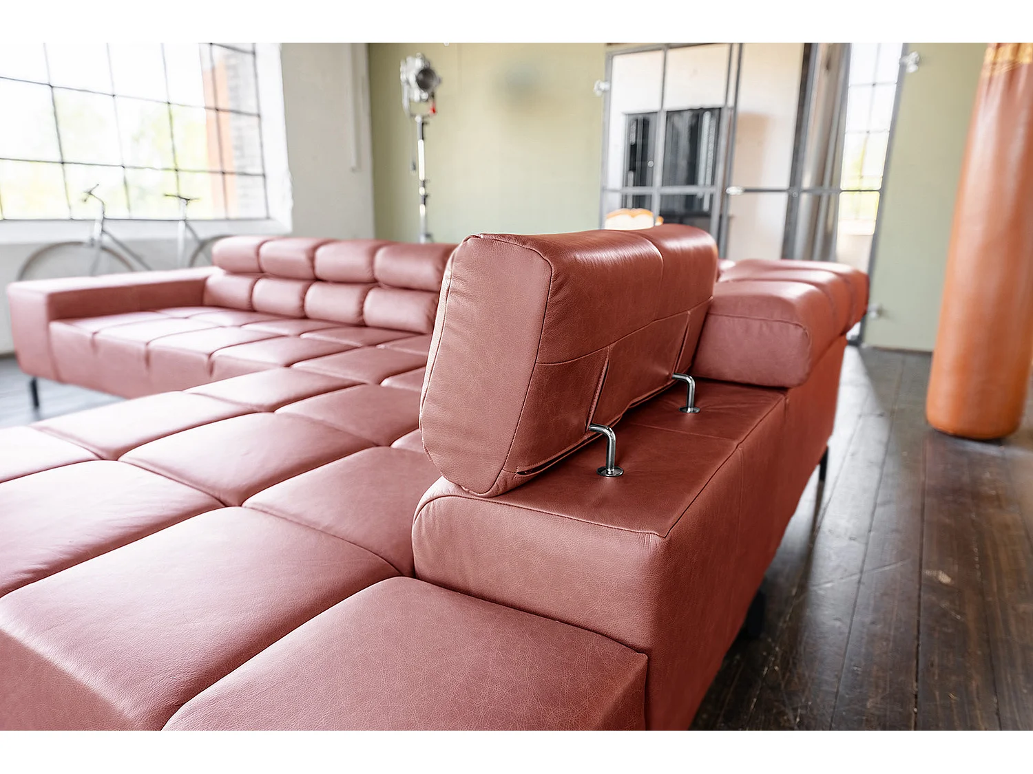 Ecksofa - Rot Leder - NELSON