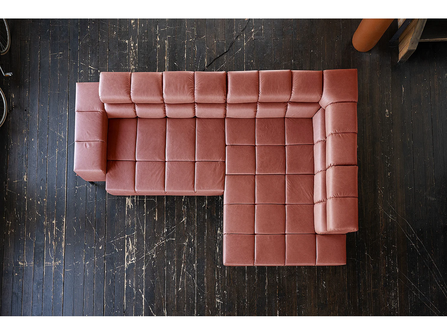 Canapé d'angle - Rouge cuir - NELSON