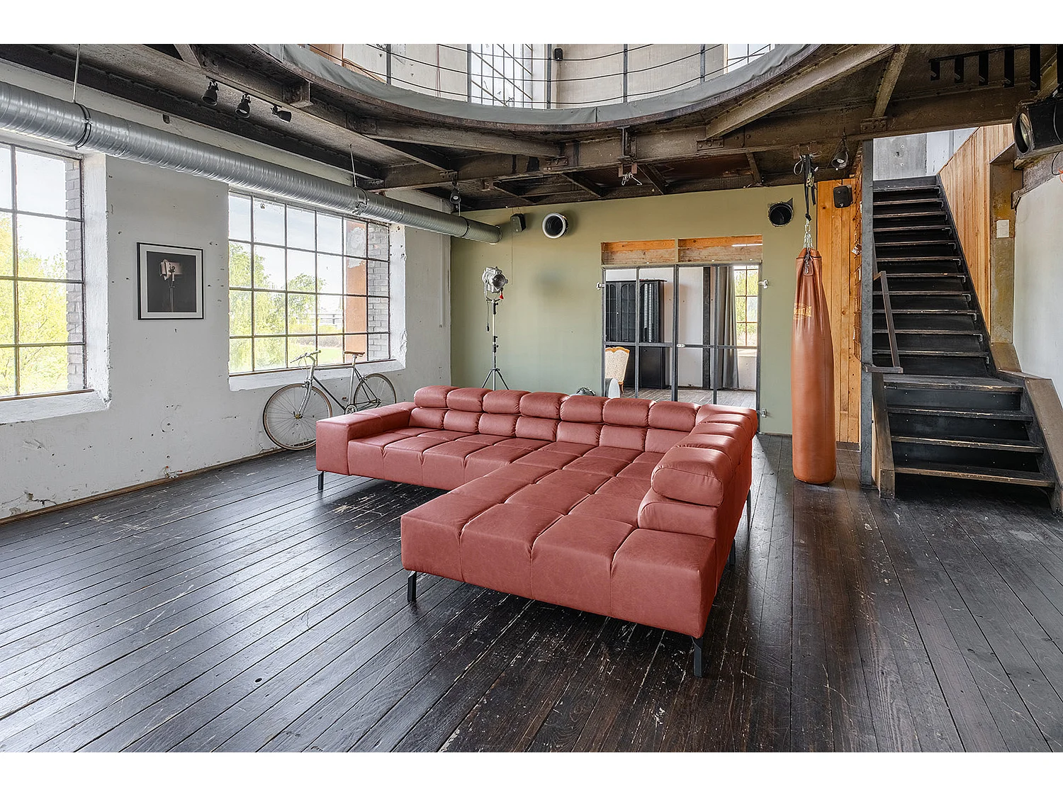 Ecksofa - Rot Leder - NELSON
