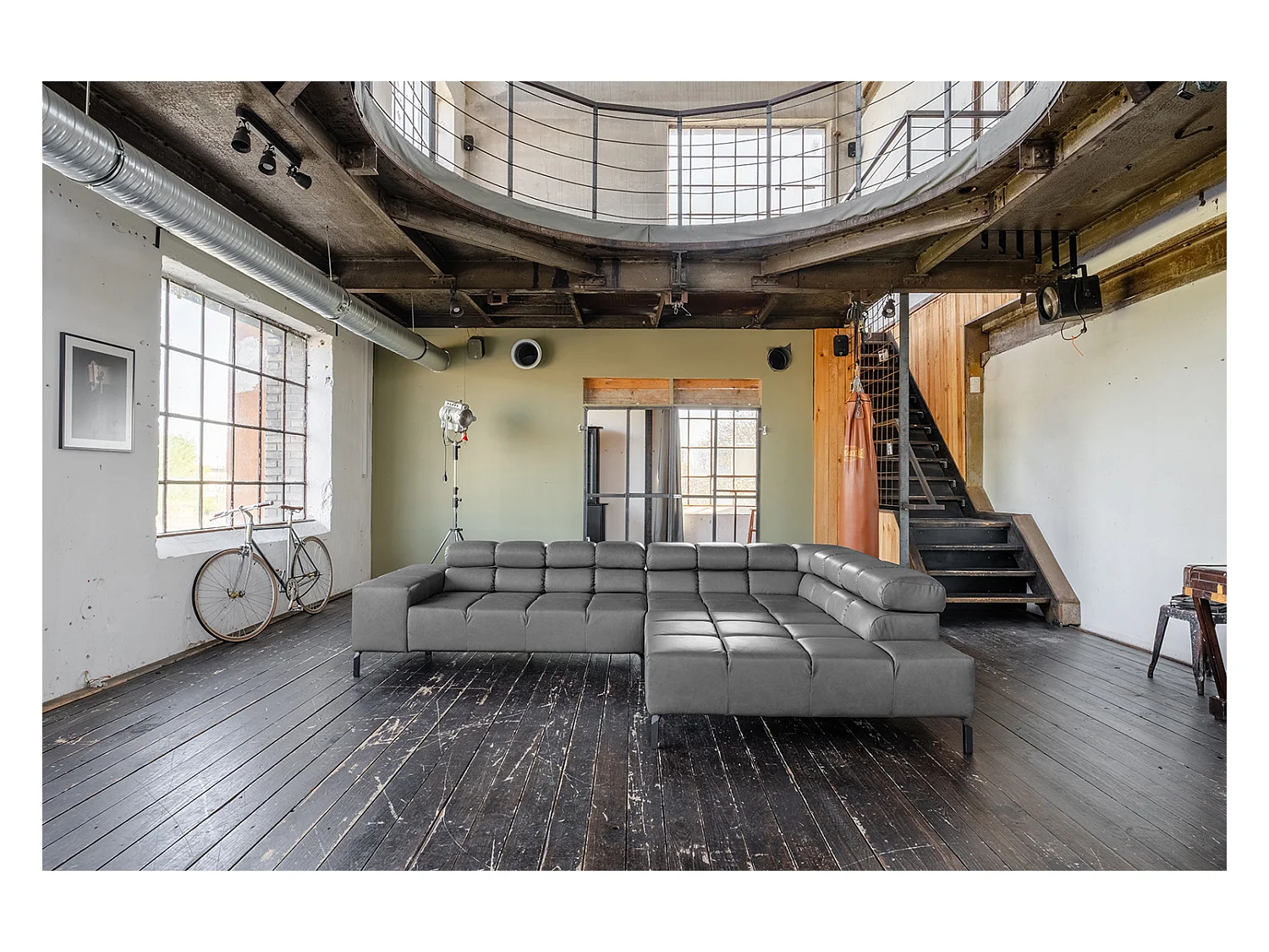 Hoekbank - Antraciet Leer - NELSON