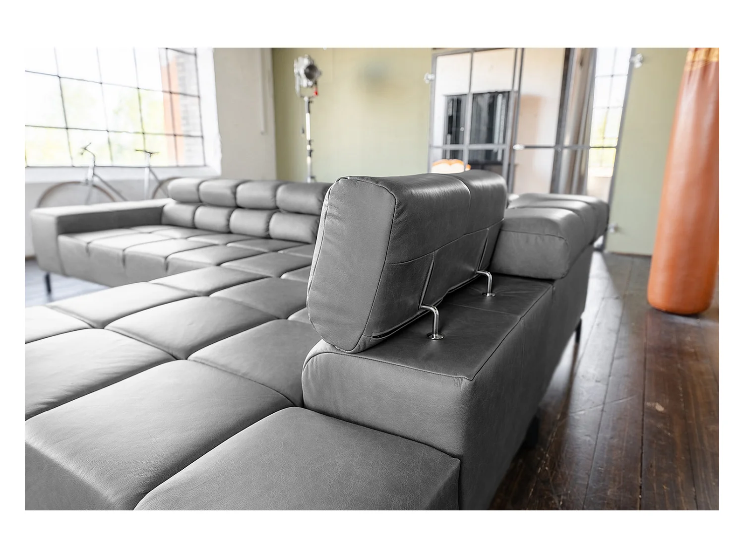 Hoekbank - Antraciet Leer - NELSON