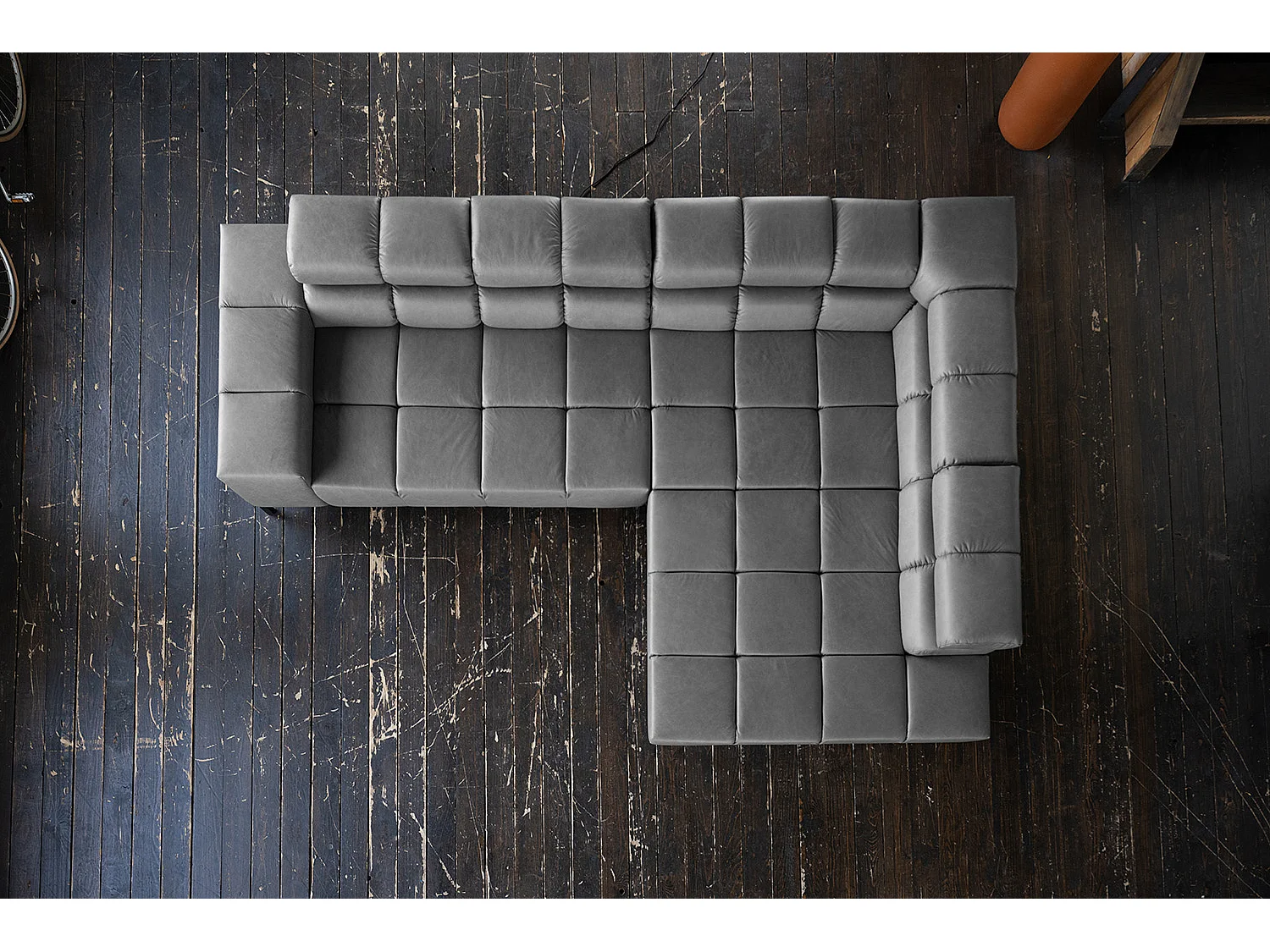 Ecksofa - Anthrazit Leder - NELSON