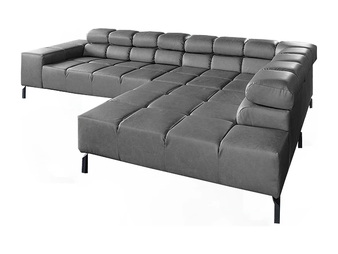 Ecksofa - Anthrazit Leder - NELSON