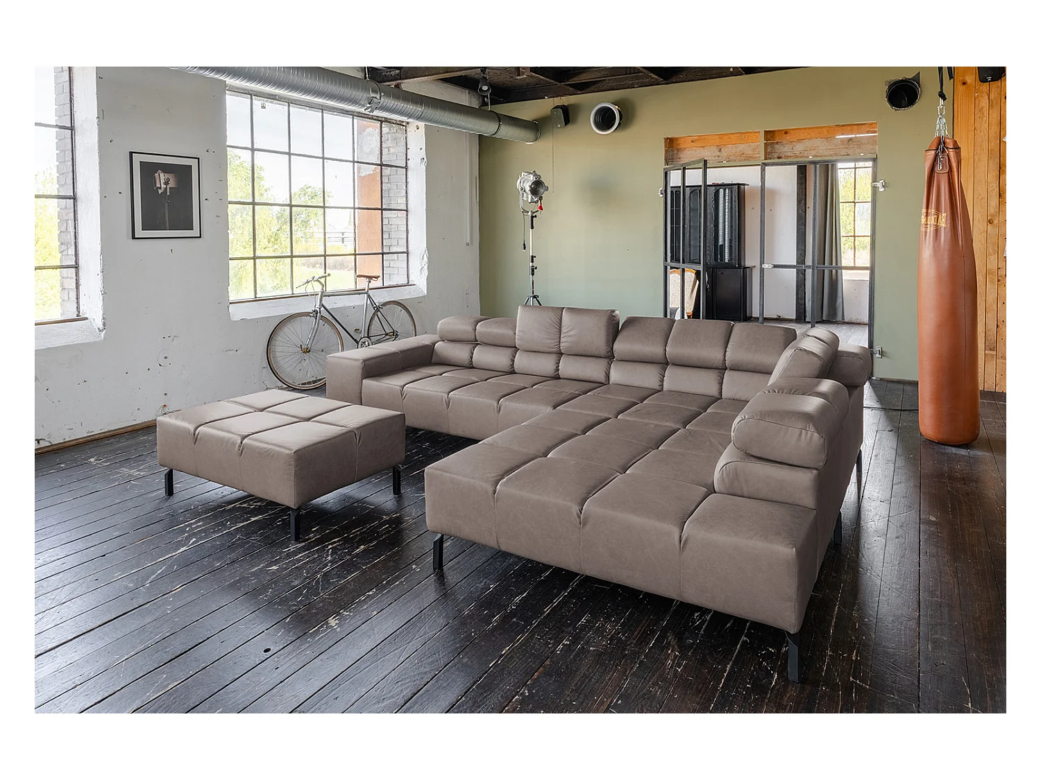 Ecksofa - Dunkelbraun Leder - NELSON