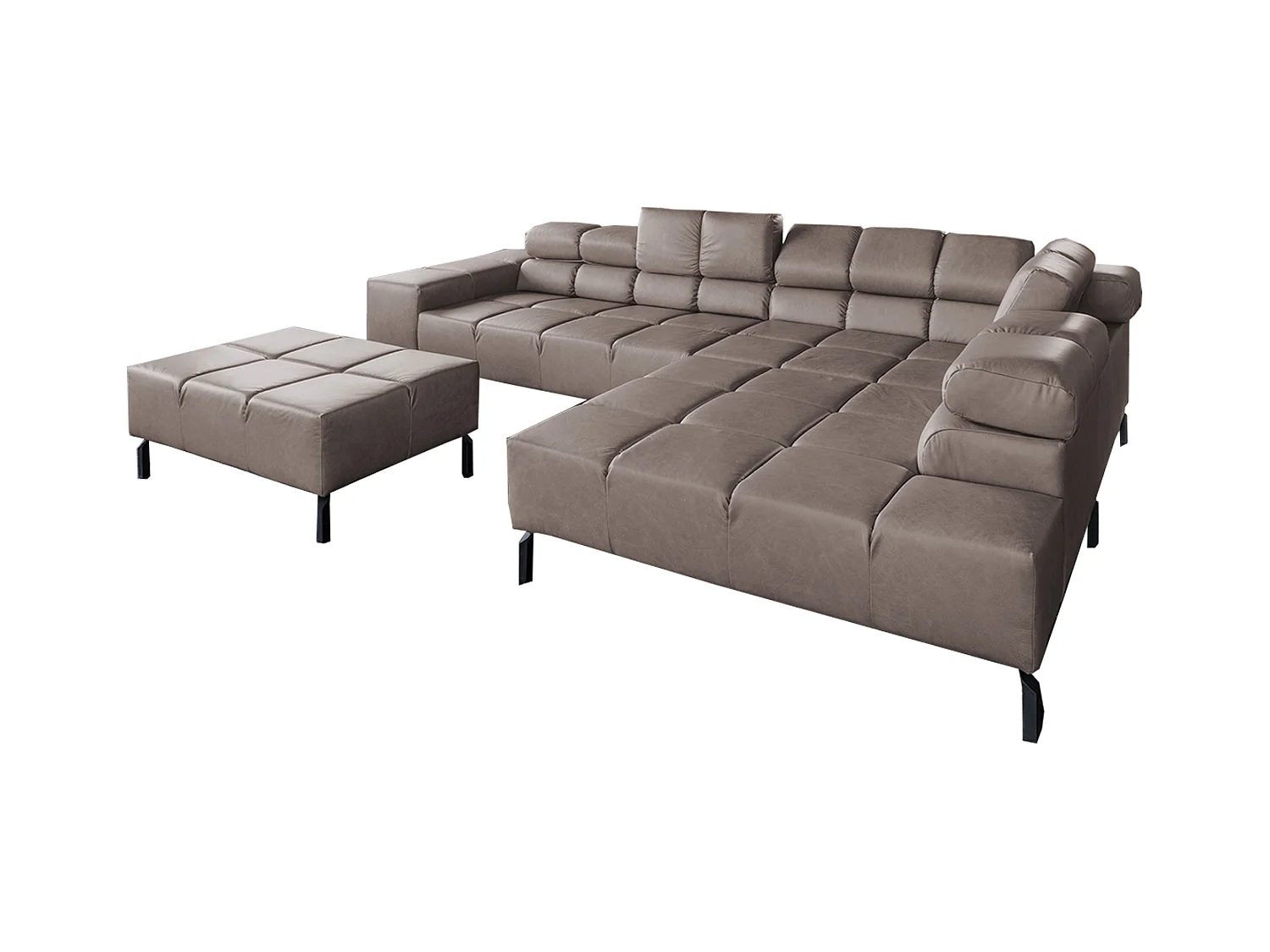 Ecksofa - Dunkelbraun Leder - NELSON